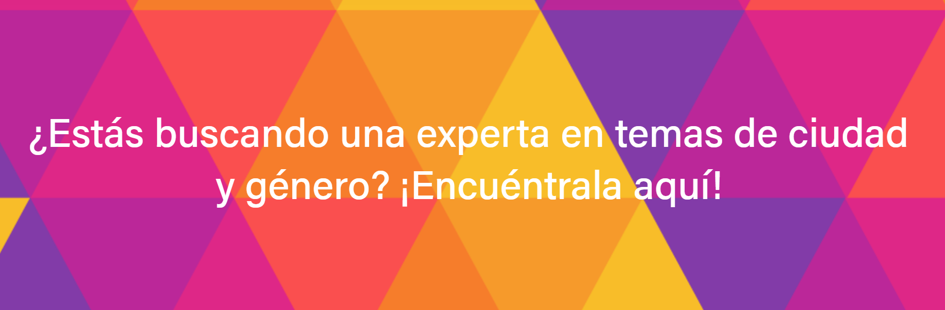 ¿Estás buscando una experta en temas de ciudad y género? ¡Encuéntrala aquí!